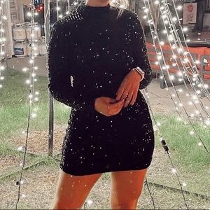 Black sequin mini dress